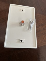 100 Wall Plate White Coaxial F to F Single Connector w Mounting Screws
