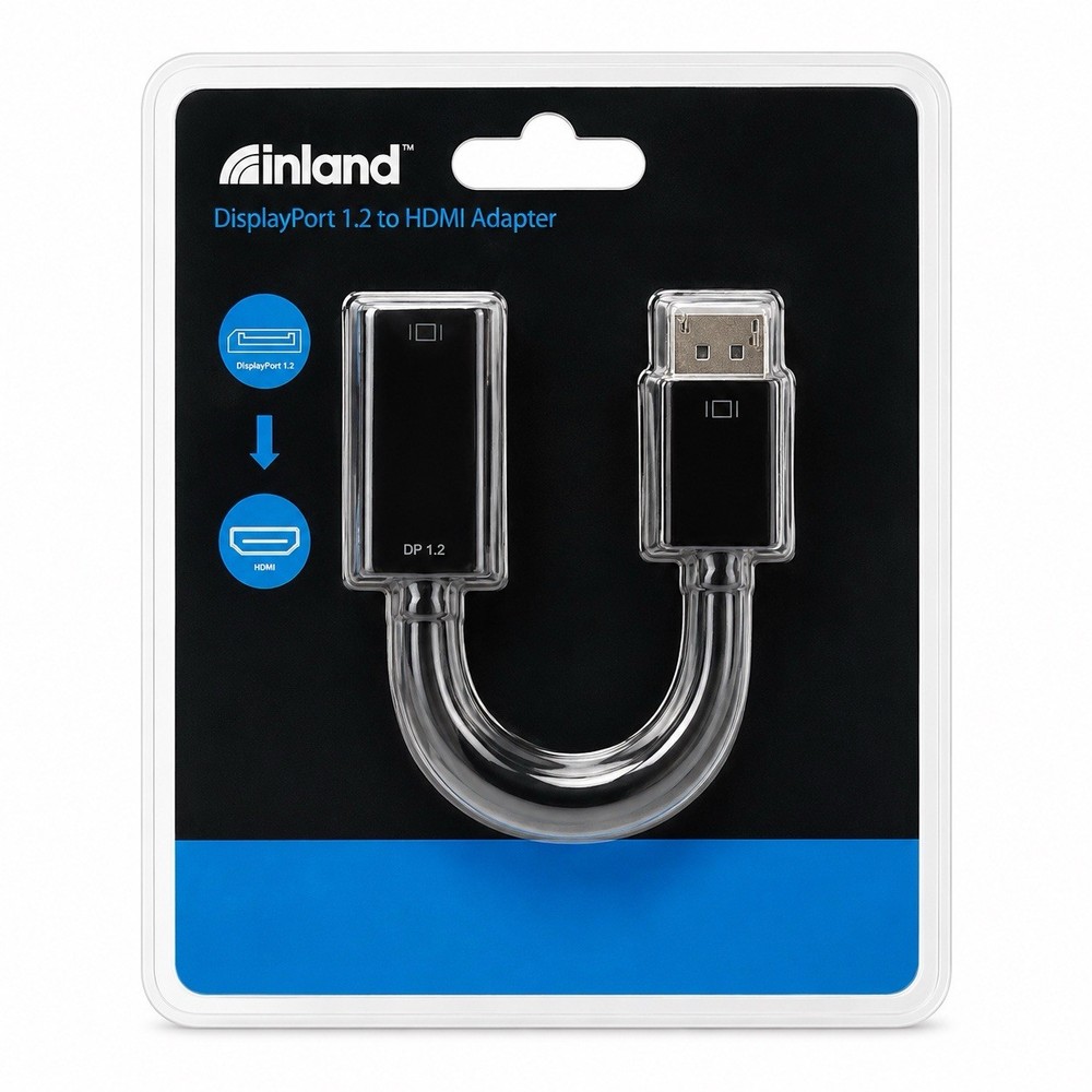 NEW Inland DisplayPort 1.2 to HDMI Passive Adapter Cable Cord 4K Video 414169
