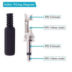 4pack 3.5mm 1/8 Inch Replacement Repair Plug Jack Ts Mono Male Plug 3.5mm Solder
