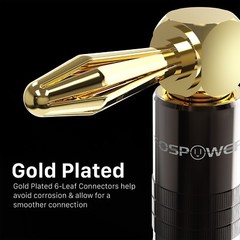 [6 Pair] Dual Screw Gold Plated Speaker Cable Connector Right Angle Banana Plug