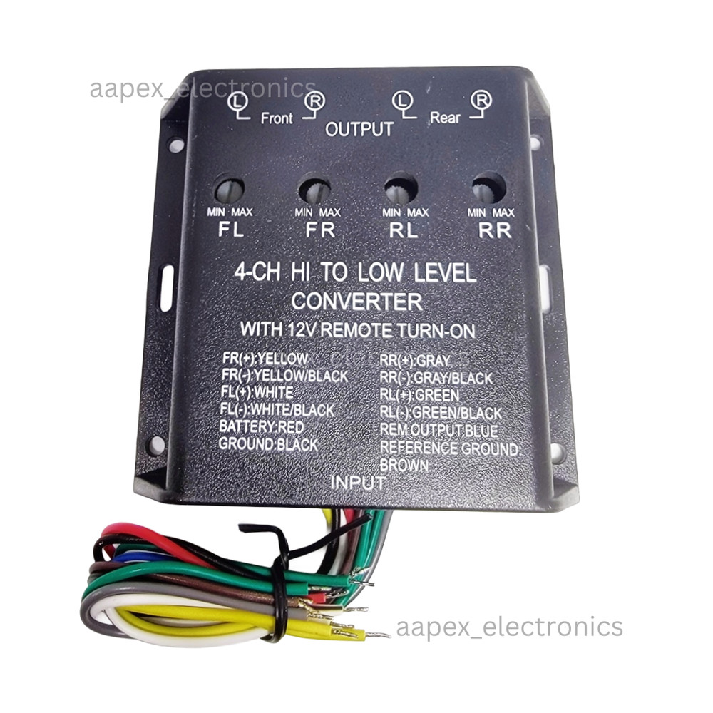 4-Channel Speaker to RCA Level Output Converter with 12V Remote Turn On LOC4