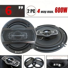 1 Pair 5″/6″ 4-Way 600W Car Coaxial Speakers – Ideal for Car/Truck Doors