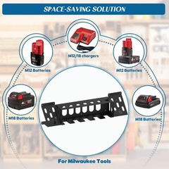 3-in-1 Metal Wall Mount for Milwaukee Chargers and Batteries, Charger Holder …