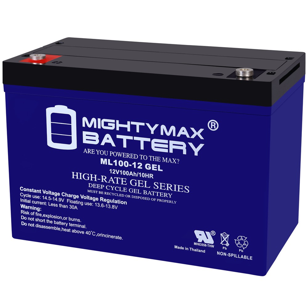 Mighty Max ML100-12GEL – 12 Volt 100 AH, GEL Type, Internal Thread (INT) Termina