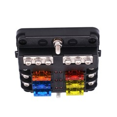 6 Way Circuit Car Boat Blade Mini ATC ATO Fuse Block Fuse Box Holder 12V/24V DC