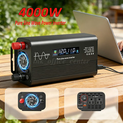 Pure Sine Wave 4000 Watt Power Inverter DC 12v to AC 110V-120V 4000W Inverter