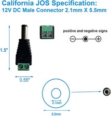 2 Male + 2 Female 12 V 2.1×5.5mm DC Power Jack Plug Adapter Barrel Connector …