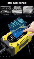 12V 6A Smart Car Battery Charger Pulse Repair for AGM LiFePO4 Motorcycle SUV