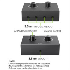 4 Port Audio Switch Stereo Audio Switcher Splitter 4 In 1 Out / 4 In 1 Out NEW