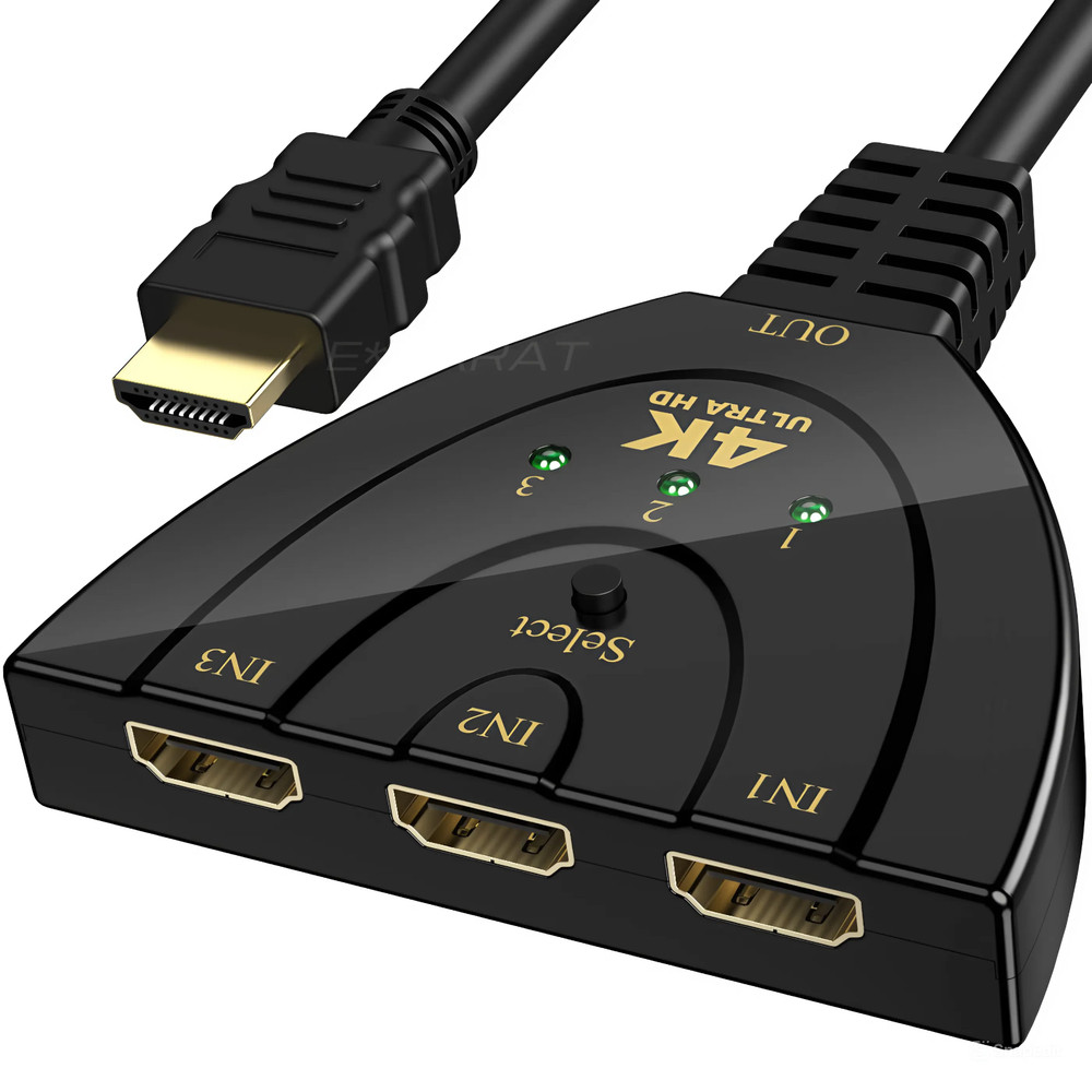 4K HDMI Switch 3 Port Splitter Cable Switcher HUB Adapter for HDTV PS4 Xbox PC