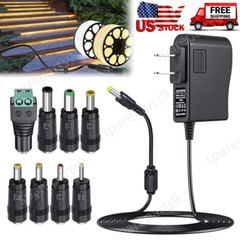 12V 2A Power Supply Regulated DC Power Adapter with 8 Tips, Charger Transformer
