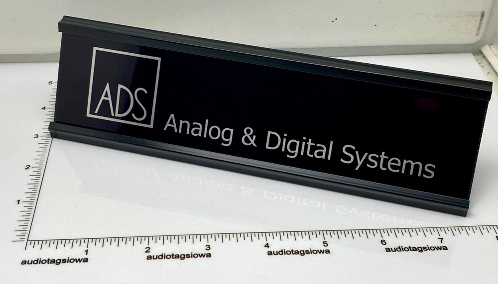 ADS Speakers Desk Sign – Custom Made Aluminum Reversible Black / Silver