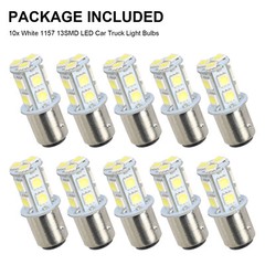 10x 6500K White 1157 Bay15d 13-SMD LED Car Truck Tail Brake Stop Light Bulb 12V