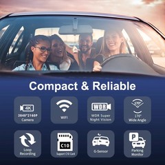 GPS 4K Dash Cam Wireless WiFi Front Car DVR Camera Video Recorder G- Sensor