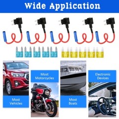 15PCS Fuse TAP Adapter Kit 12V 15 Amp 20Amp Car Add-a-circuit Mini ATM APM Blade