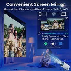 4K Mini Projector Android LED 1080P WiFi Bluetooth HD Portable Home Theater HDMI