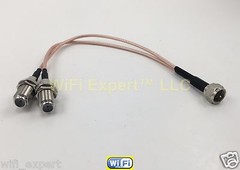 F TV Male to Y type 2X F Female Splitter Combiner cable pigtail RG316 USA Asmbld