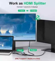 Bi Directional 4K HDMI 2.0 Cable Switcher Splitter HUB 2 in 1 out and 1 in 2 out