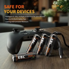 EBL Rechargeable 1.5V AA AAA Lithium Batteries USB Charging Li-ion Battery Lot