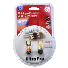 2 PACKS GE Ultra Audio Speaker Bare Wire Connector Spade Plugs 2 Reds & 2 Blacks