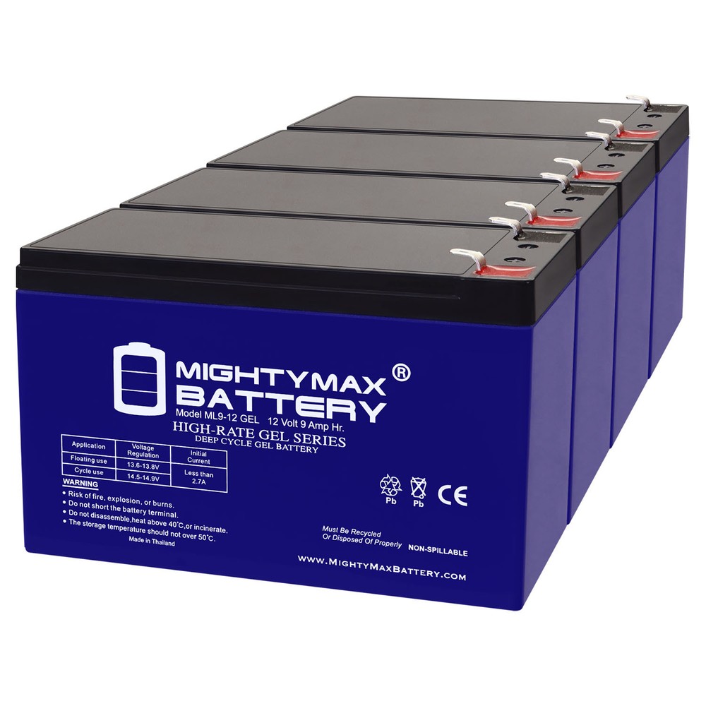 Mighty Max 12V 9AH GEL F2 Battery Compatible with Maruson 220V 230V 240V – 4Pack