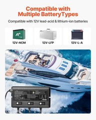 VEVOR 3-Bank 5A 12V Smart Marine Battery Charger Onboard IP68 Waterproof Boat RV