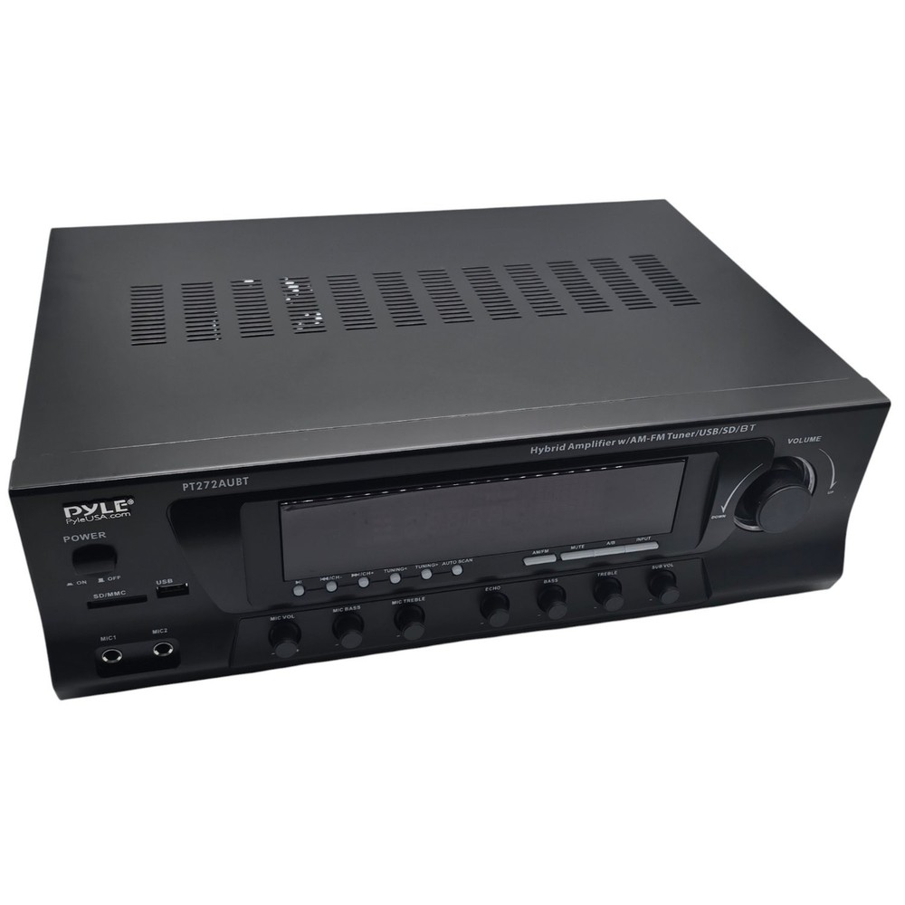 Pyle PT272AUBT 300W 4-Channel Bluetooth Stereo Receiver Amplifier AM/FM USB SD
