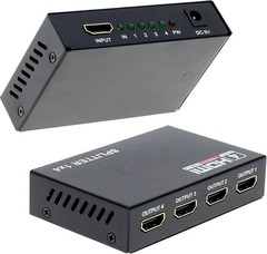 HDMI Splitter 1 in 4 Out HDMI Video Splitter Duplicate/Mirror Screen Monitor HD