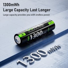 8 pcs 1.5V 1300mWh AAA Rechargeable Lithium Batteries + Fast Charging Box White