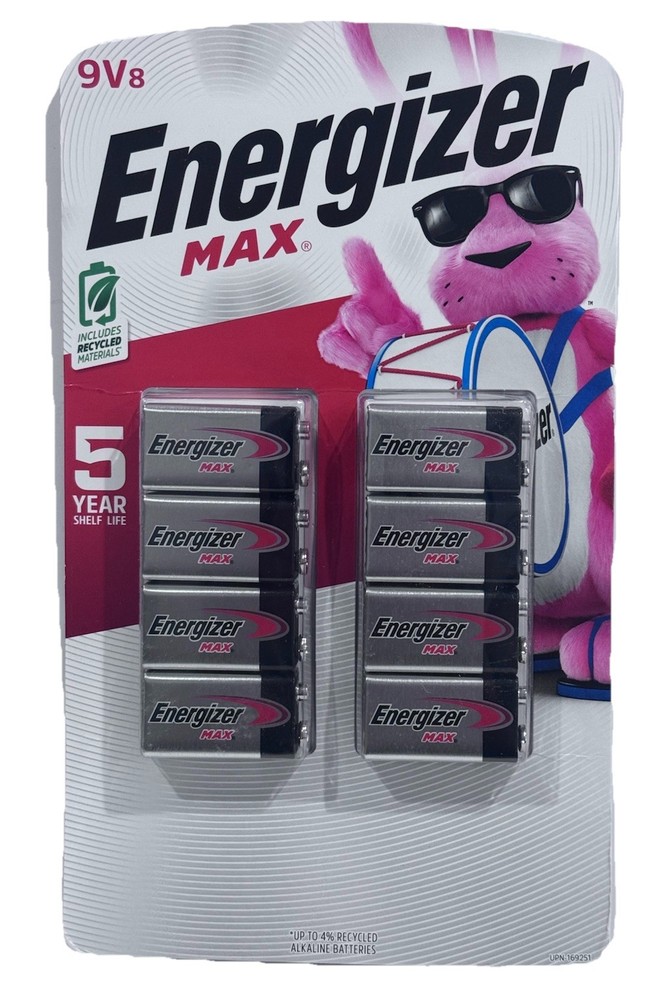 8 Energizer MAX 9V Alkaline Batteries 8 – Pcs. In Sealed Pack Exp: 12/2029