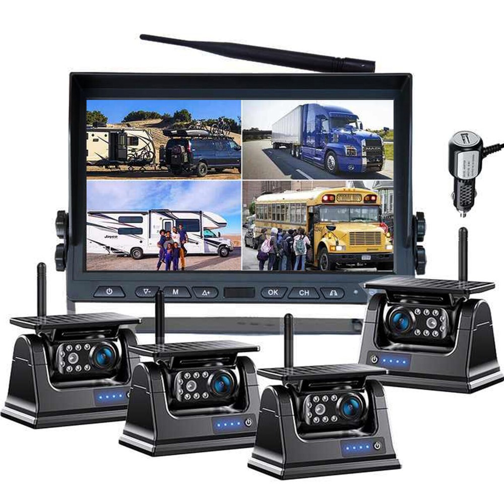 10.1″ Wireless Monitor DVR 4x Solar Magnet Standby Backup Camera For Trailer RV
