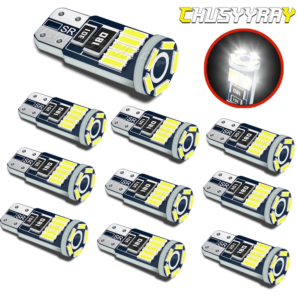 T10 LED License Plate Light Bulbs ×10 Super Bright White 168 2825 194