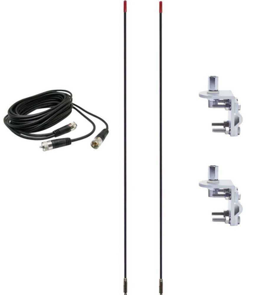 NEW CB RADIO 2 FRANCIS CB22 3FT CB ANTENNAS,18FT DUAL COAX, MIRROR MOUNTS