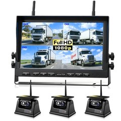 Wireless Magnetic Solar Backup Camera HD 1080P 10.1″ DVR Monitor RV Truck Ship