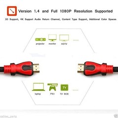 Cablevantage Premium Hdmi Cable 50Ft For 3D Dvd Ps3 Lcd Hd Tv 1080P Red Mesh