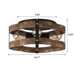4-Light Rustic Farmhouse Wood Flush Mount Ceiling Medium 4 lights, Black