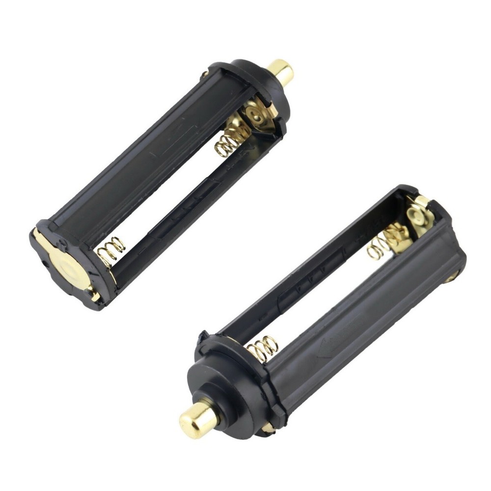 2x 3-AAA Battery Holder Cylindrical Round Circular Case Plastic 18650 Flashlight