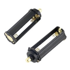 2x 3-AAA Battery Holder Cylindrical Round Circular Case Plastic 18650 Flashlight