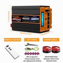 4000W 8000W Power Inverter Pure Sine Wave 12V dc to 110V 120V ac LED Caravan Rv