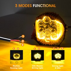 X2 5″ LED Work Light Bar Yellow Pod DRL Round Offroad Driving Truck ATV Fog Lamp