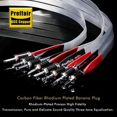Silver plated OCC flat HiFi Speaker BI-wire Cable with carbon fiber Banana Plug