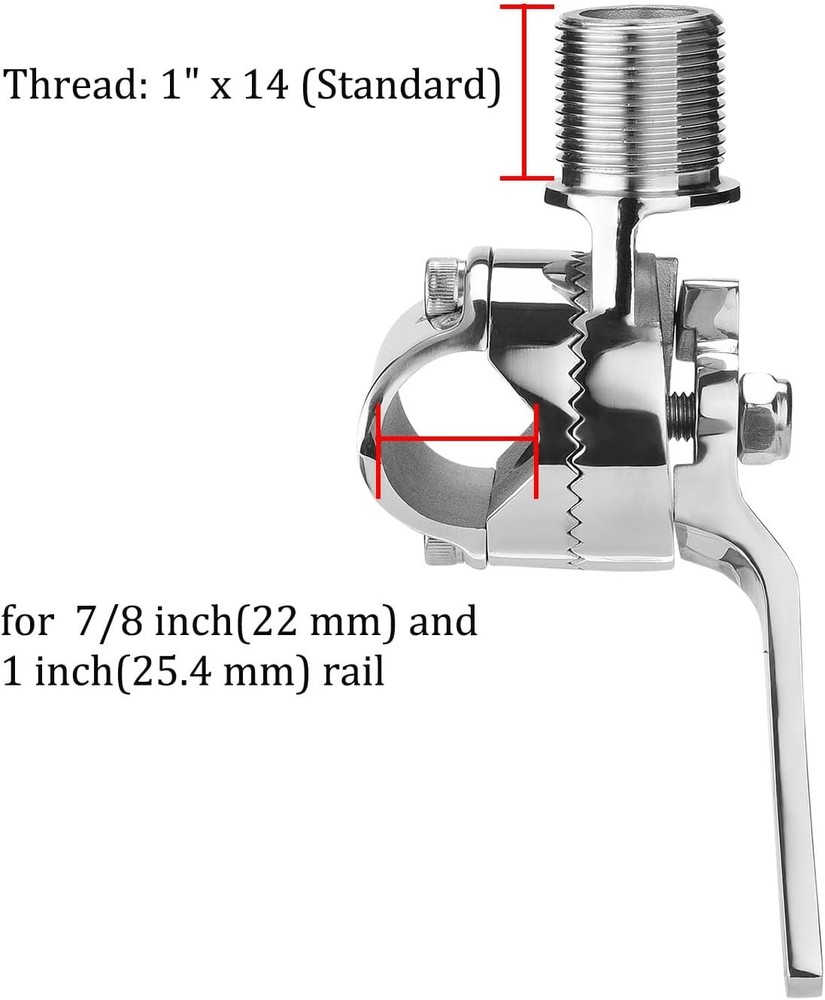 Marine VHF Antenna Mounts Ratchet Mount 316 Stainless Steel Boat Adjustable