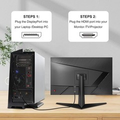 4K Display Port DP to HDMI Cable Adapter Converter 2160P 60Hz HDR UHD Dolby 6Ft