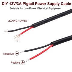 0.25M/0.8Ft USB C Male Plug Bare Wire Cable 22AWG 12V 3A 2 Pin 2Pcs