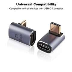 90 Degree USB-C Male to Female Adapter, 2 Pack Right Angle 100W Type-C Adapte…