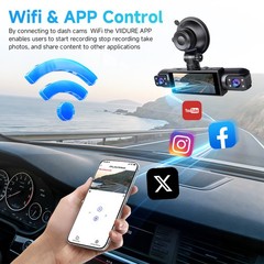 360° 4 Channel 1080P Car Dash Cam Front and Rear Inside Left Right + Camera Wifi