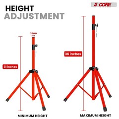 5 Core Speaker Stand Adjustable 31 to 36″ PA DJ Tripod Heavy Duty w 35mm Mount