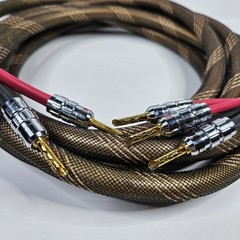 Bi-Wire Speaker Cable Single Flex Braided 2 to 4 Plugs 11 Ft. Long