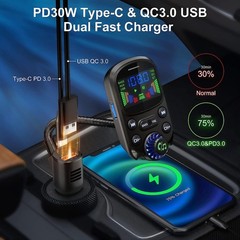 Car Bluetooth FM Transmitter Radio MP3 Wireless Adapter Hands-Free 3Port Charger