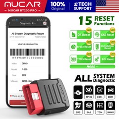 2025 MUCAR BT200 Pro All System Diagnostic Tool OBD2 Scanner For Car 15 Resets